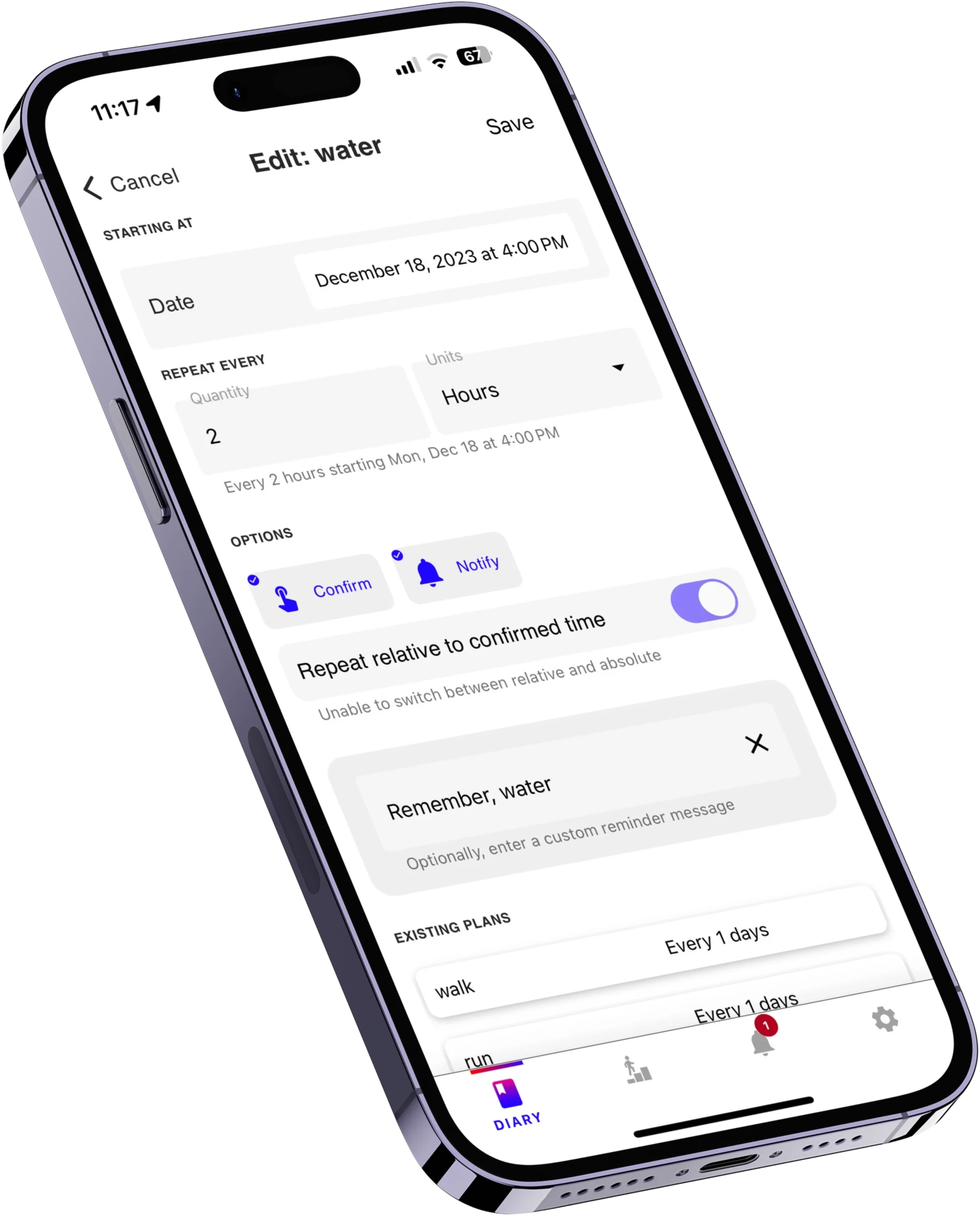 best life app plan editor view